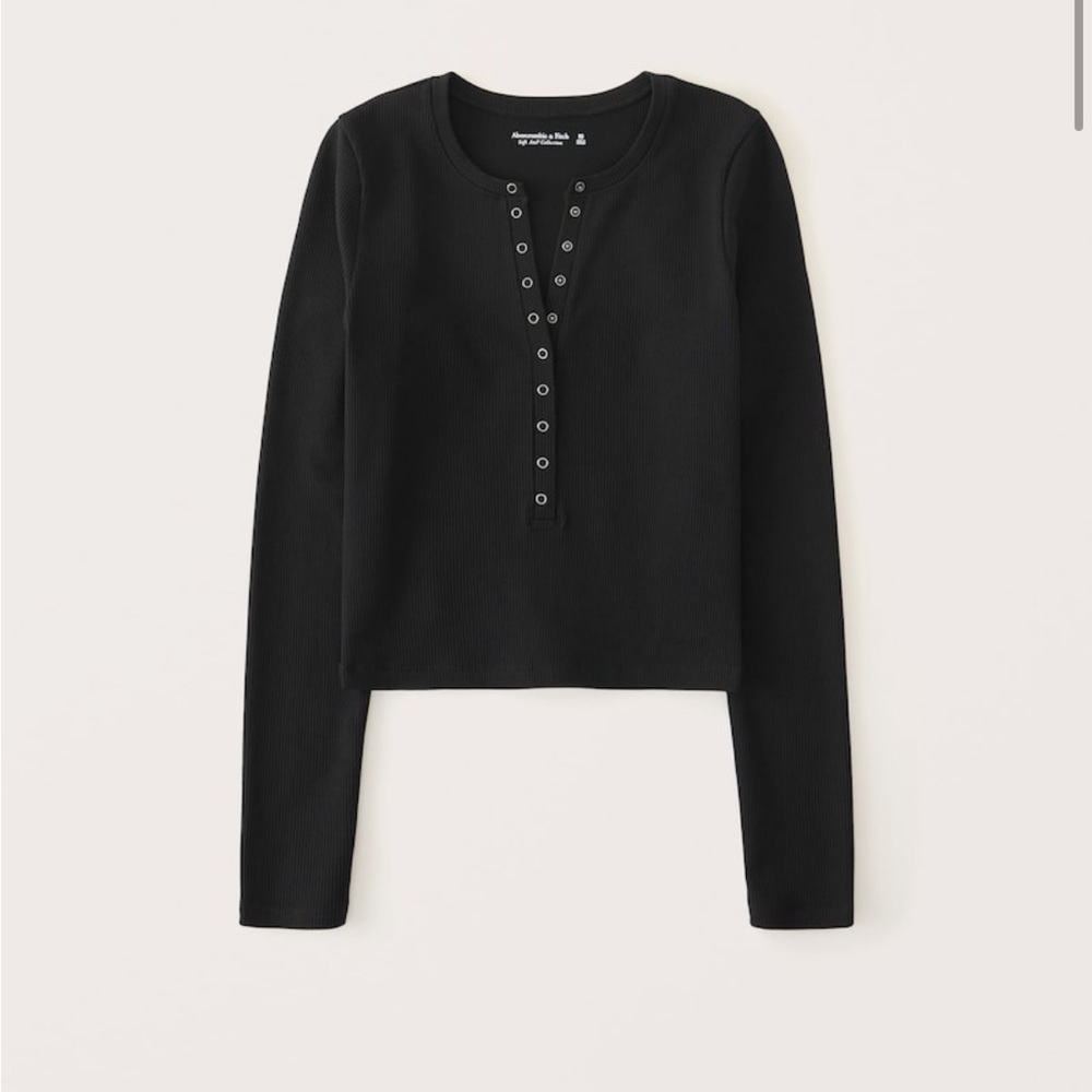 A&F Long Sleeve Seamless Rib Fabric Henley